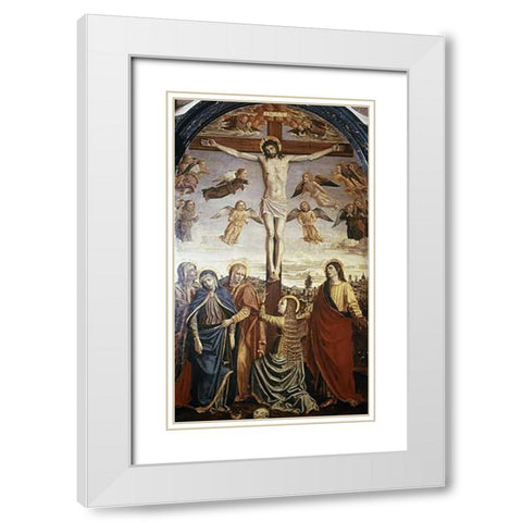 Crucifixion White Modern Wood Framed Art Print with Double Matting by Borgognone, Ambrigo
