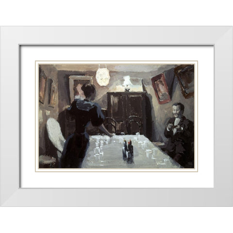 Expecting Visitors White Modern Wood Framed Art Print with Double Matting by Borisov-Musatov, Viktor E.