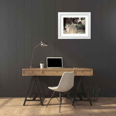 Gobelin White Modern Wood Framed Art Print with Double Matting by Borisov-Musatov, Viktor E.