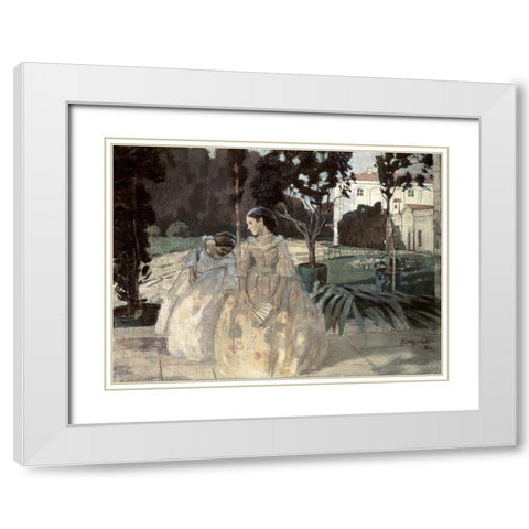 Gobelin White Modern Wood Framed Art Print with Double Matting by Borisov-Musatov, Viktor E.