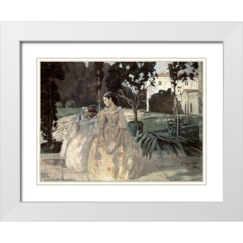 Gobelin White Modern Wood Framed Art Print with Double Matting by Borisov-Musatov, Viktor E.