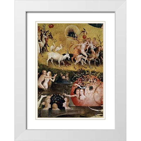 Garden of Earthly Delights - Detail #5 White Modern Wood Framed Art Print with Double Matting by Bosch, Hieronymus