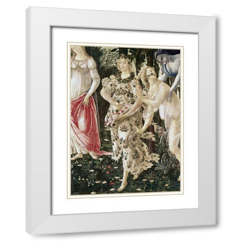 La Primavera - Detail White Modern Wood Framed Art Print with Double Matting by Botticelli, Sandro