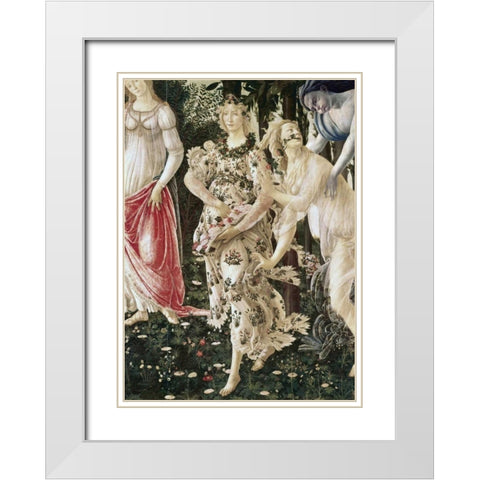 La Primavera - Detail White Modern Wood Framed Art Print with Double Matting by Botticelli, Sandro