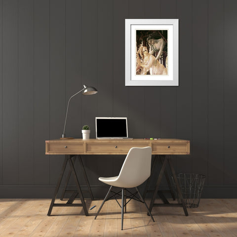 La Primavera (Detail) White Modern Wood Framed Art Print with Double Matting by Botticelli, Sandro