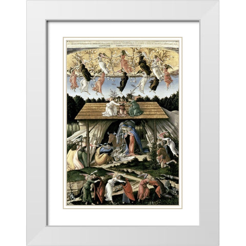 Mystic Nativity White Modern Wood Framed Art Print with Double Matting by Botticelli, Sandro