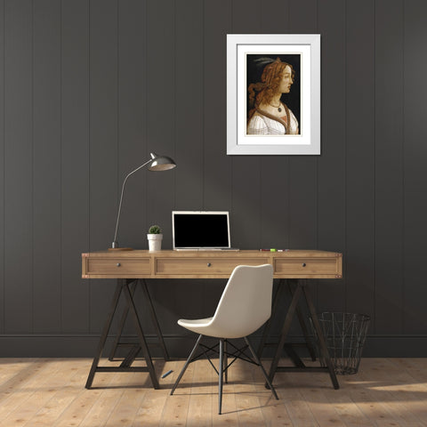 Portrait of a Young Woman White Modern Wood Framed Art Print with Double Matting by Botticelli, Sandro