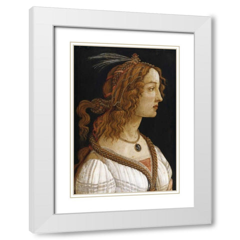 Portrait of a Young Woman White Modern Wood Framed Art Print with Double Matting by Botticelli, Sandro