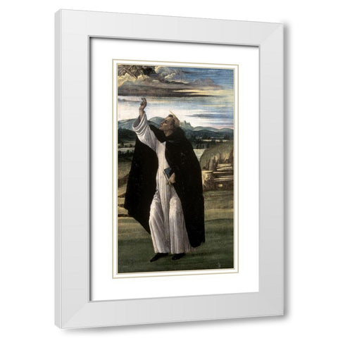 Saint Dominic White Modern Wood Framed Art Print with Double Matting by Botticelli, Sandro