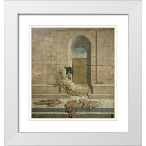 The Melanc White Modern Wood Framed Art Print with Double Matting by Botticelli, Sandro