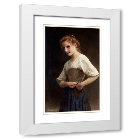 At the Start of the Day White Modern Wood Framed Art Print with Double Matting by Bouguereau, William-Adolphe
