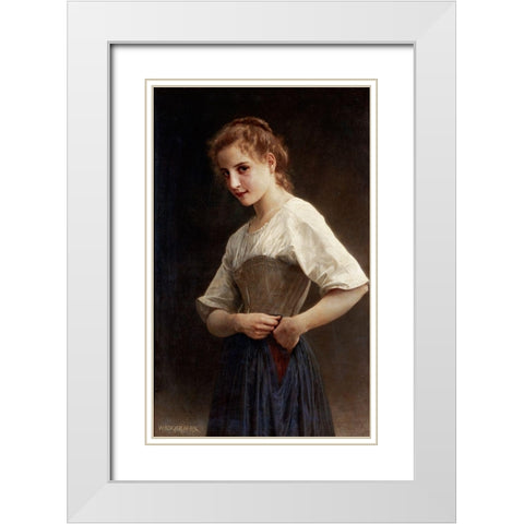 At the Start of the Day White Modern Wood Framed Art Print with Double Matting by Bouguereau, William-Adolphe