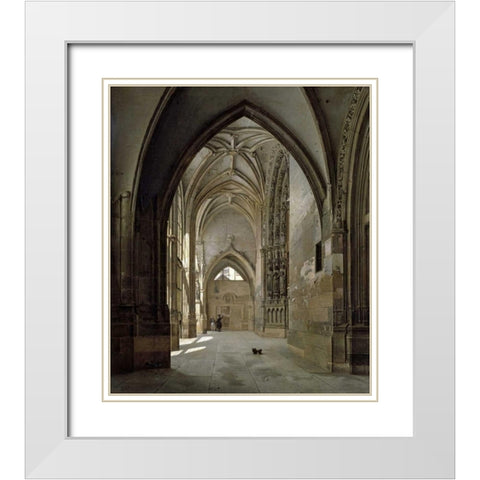Portal of St. Germain LAuxerrois White Modern Wood Framed Art Print with Double Matting by Bouhot, Etienne
