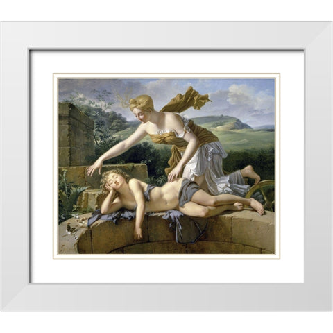 Child and Fortune White Modern Wood Framed Art Print with Double Matting by Bouillon, Leon