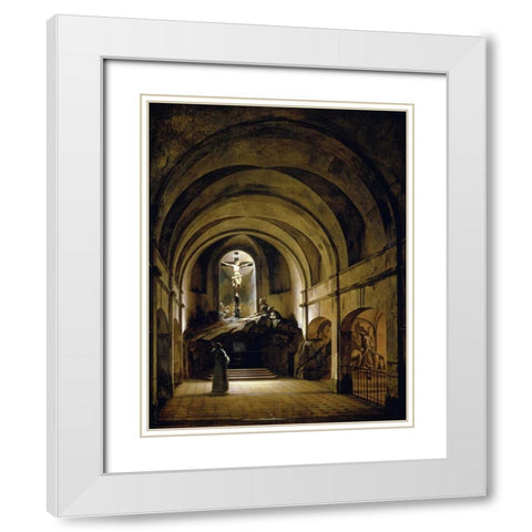 Chapelle Du Calvaire White Modern Wood Framed Art Print with Double Matting by Bouton, Charles-Marie