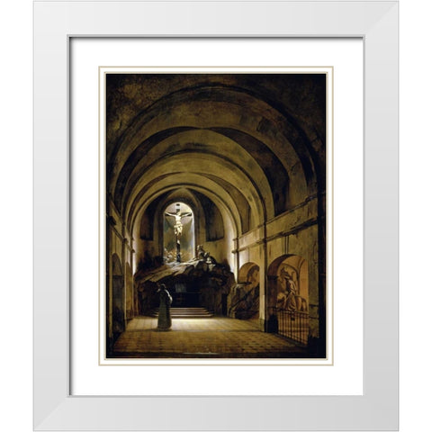 Chapelle Du Calvaire White Modern Wood Framed Art Print with Double Matting by Bouton, Charles-Marie
