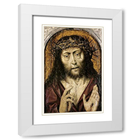 Man of Sorrows White Modern Wood Framed Art Print with Double Matting by Bouts, Aelbrecht