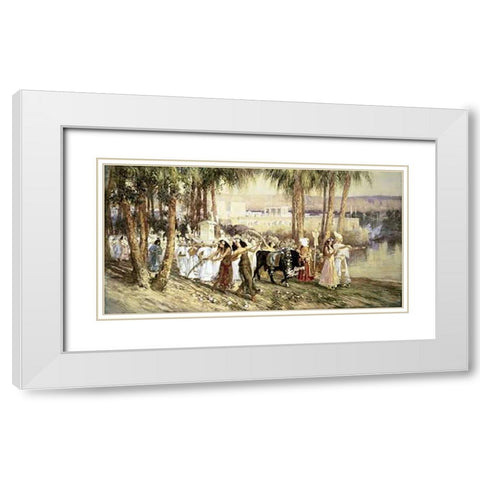 Egyptian Procession White Modern Wood Framed Art Print with Double Matting by Bridgman, Frederick Arthur