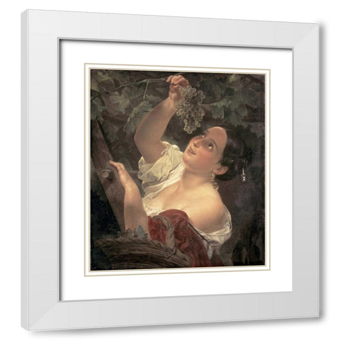 Noon in Italy White Modern Wood Framed Art Print with Double Matting by Briullov, Karl Pavlovic