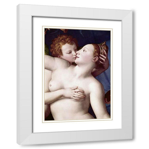 ExVintageure of Luxury - Detail White Modern Wood Framed Art Print with Double Matting by Bronzino, Agnolo