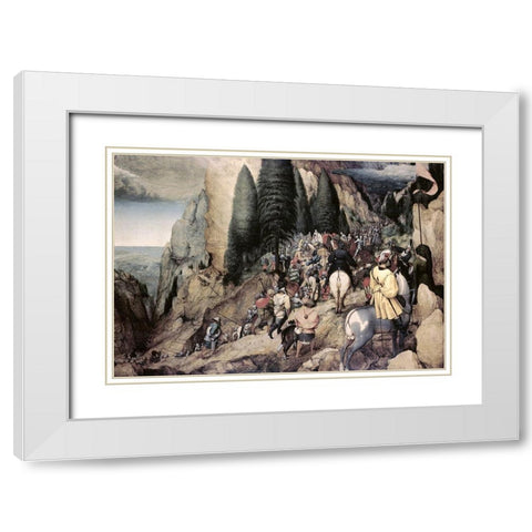 The Conversion of Saint Paul White Modern Wood Framed Art Print with Double Matting by Bruegel the Elder, Pieter
