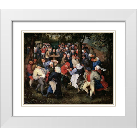 Village Celebration (II) White Modern Wood Framed Art Print with Double Matting by Bruegel the Elder, Pieter