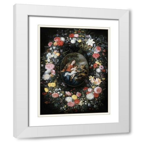 Mystic Marriage of Saint Catherine White Modern Wood Framed Art Print with Double Matting by Jan Brueghel the Elder