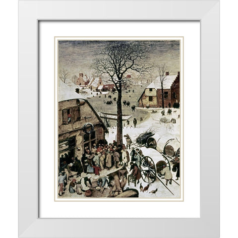 Census at Bethlehem - Detail White Modern Wood Framed Art Print with Double Matting by Bruegel the Elder, Pieter