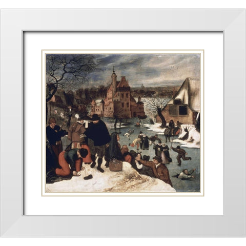 Winter Landscape #3 White Modern Wood Framed Art Print with Double Matting by Bruegel, Pieter the Younger