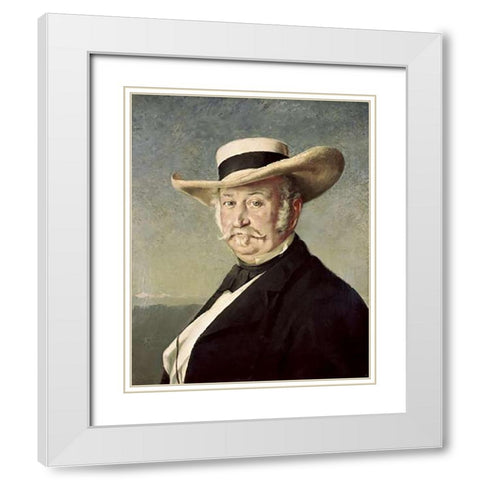 General John A. Sutter White Modern Wood Framed Art Print with Double Matting by Buchser, Frank