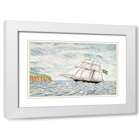 Slave Schooner Saphria Off N. Point, St. Helena White Modern Wood Framed Art Print with Double Matting by Buck, William