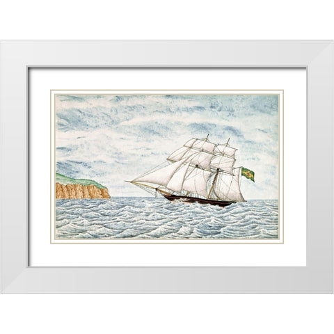 Slave Schooner Saphria Off N. Point, St. Helena White Modern Wood Framed Art Print with Double Matting by Buck, William