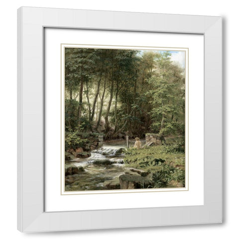 An Alpine Lake Landscape White Modern Wood Framed Art Print with Double Matting by Buhler, Franz Xaver