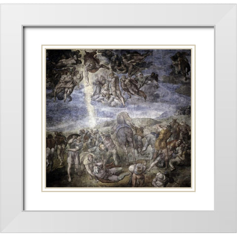 The Conversion of Saul White Modern Wood Framed Art Print with Double Matting by Michelangelo