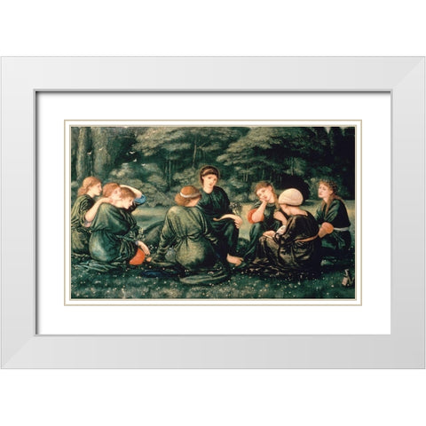 Green Summer White Modern Wood Framed Art Print with Double Matting by Burne-Jones, Sir Edward