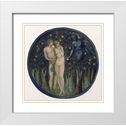 Temptation White Modern Wood Framed Art Print with Double Matting by Burne-Jones, Sir Edward
