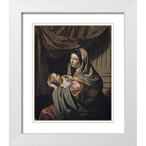 Madonna and Child White Modern Wood Framed Art Print with Double Matting by Van Bylert, Jan