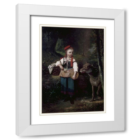 Little Red Riding Hood White Modern Wood Framed Art Print with Double Matting by Cabaillot-Lassalle, Louis-Simon