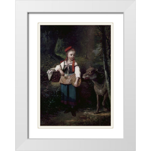 Little Red Riding Hood White Modern Wood Framed Art Print with Double Matting by Cabaillot-Lassalle, Louis-Simon