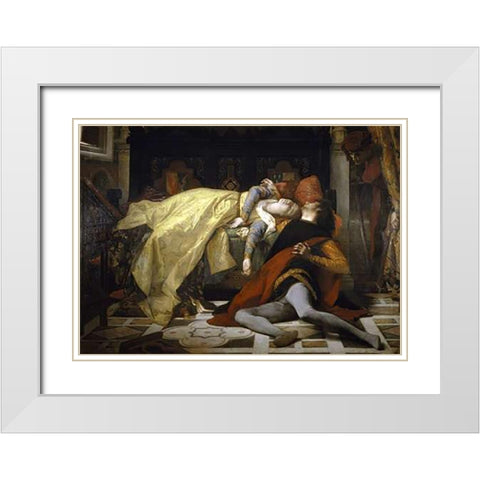 Death of Francesca De Rimini and Paolo Malatesta White Modern Wood Framed Art Print with Double Matting by Cabanel, Alexandre