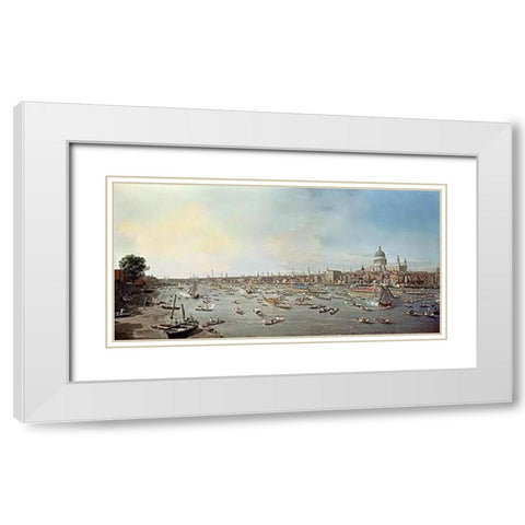 London and The Thames White Modern Wood Framed Art Print with Double Matting by Canaletto