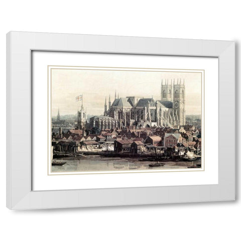 View of London With The Thames - Detail White Modern Wood Framed Art Print with Double Matting by Canaletto