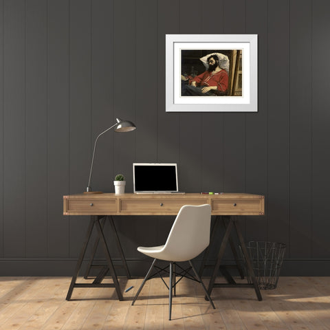 Convalescent White Modern Wood Framed Art Print with Double Matting by Carolus-Duran, Emile Auguste