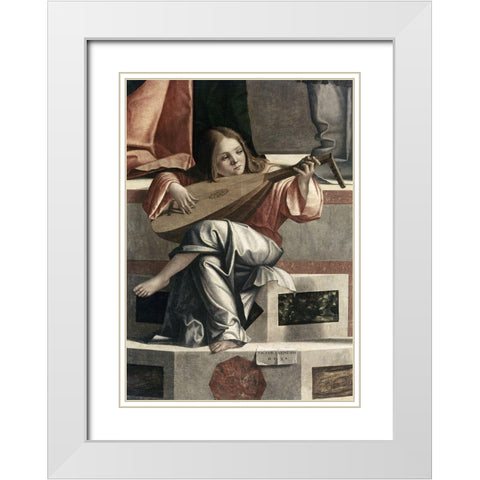 Child With a Lute White Modern Wood Framed Art Print with Double Matting by Carpaccio, Vittore