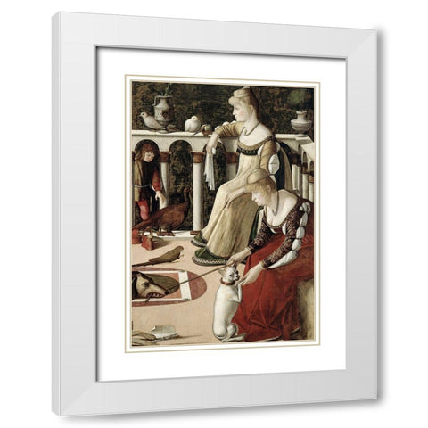 Two Venetian Ladies - The Courtesans White Modern Wood Framed Art Print with Double Matting by Carpaccio, Vittore