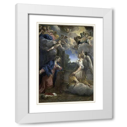 Annunciation White Modern Wood Framed Art Print with Double Matting by Carracci, Agostino