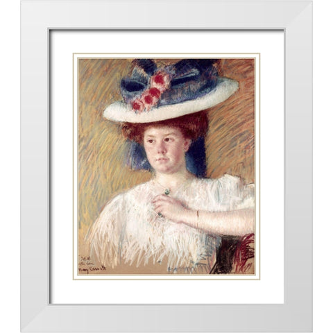 Portrait of Helen Sears White Modern Wood Framed Art Print with Double Matting by Cassatt, Mary