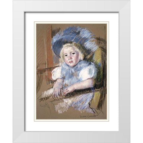 Simone Seated White Modern Wood Framed Art Print with Double Matting by Cassatt, Mary