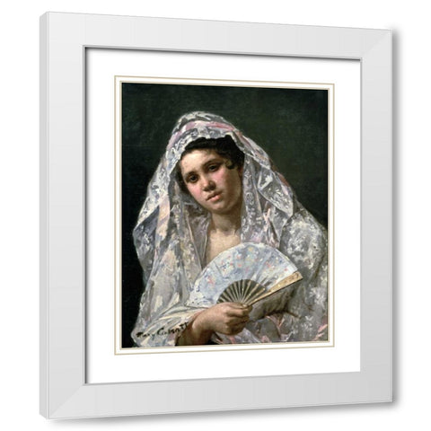Spanish Dancer White Modern Wood Framed Art Print with Double Matting by Cassatt, Mary