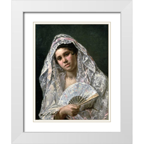 Spanish Dancer White Modern Wood Framed Art Print with Double Matting by Cassatt, Mary